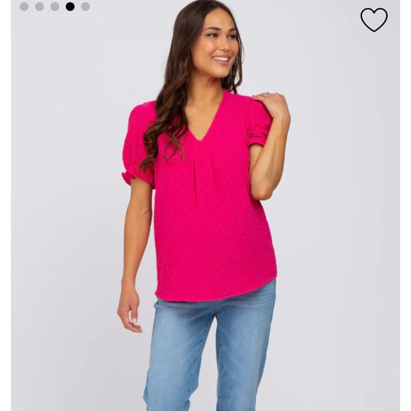 Pinkblush Fuchsia Swiss Dot Maternity Blouse - Picture 1 of 10